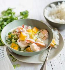 Crevettes à la mangue et au lait de coco