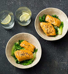 Miso fish with Asian greens