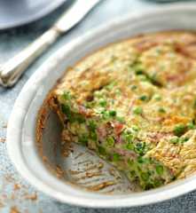 Clafoutis au jambon et aux petits pois