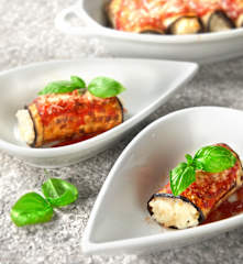 Eggplant involtini with risotto