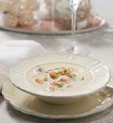 Crema thai de langostinos y coco