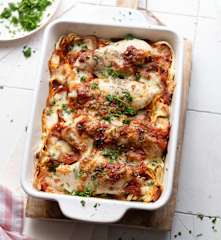 Pollo alla pizzaiola con pasta all'uovo