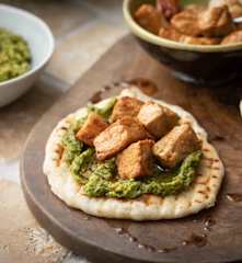 Pork with Broccoli Pesto and Flatbreads