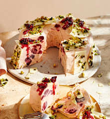 Plum and caramelised chocolate semifreddo