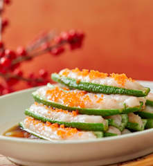 鱼籽虾滑酿秋葵