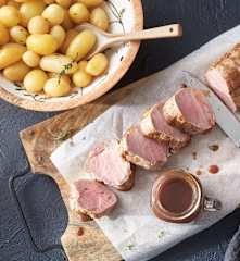 Filet mignon et pommes de terre au thym