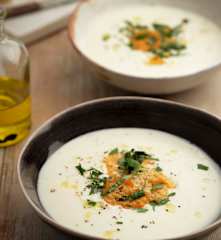 Jerusalem Artichoke Soup with Truffle Oil and Parmesan Crisps