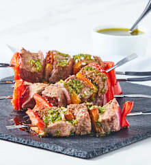 Grilled Steak Skewers with Kale Chimichurri