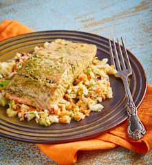 Green Tea Salmon with Asian Slaw