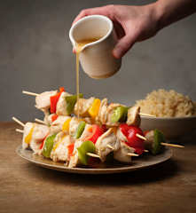 Chicken and Pepper Souvlaki with Rice