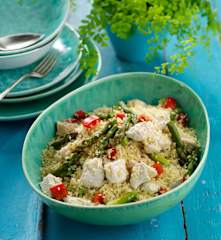 Bulgur com frango e espargos