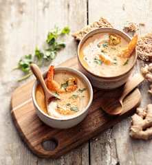 Velouté de gambas, patate douce et carotte