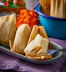 Rajas and Cheese Tamales with Salsa Verde