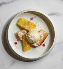 Mochi a la mantequila con sorbete de piña Al vacío TM6