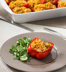 Pimientos rellenos de arroz