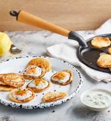 Blinis de pomme de terre au saumon fumé