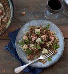 Salade de lentilles et saucisse de Morteau à la moutarde