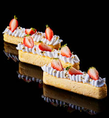 Bachour: Cheesecake con crema de limón y sorbete de fresa