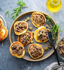 Blinis et tapenade au maquereau