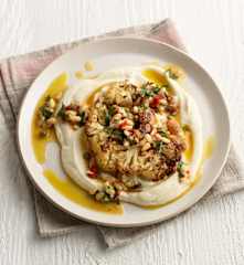 Στέικ κουνουπιδιού με σάλσα και πουρέ