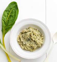 Puré de acelgas com dourada