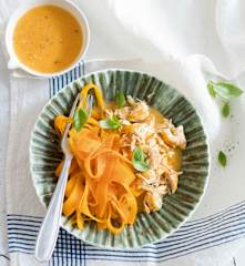 Poulet, carotte, papaye et basilic