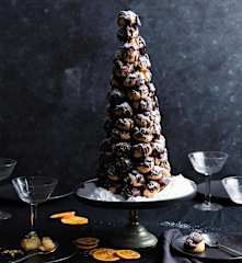 Croquembouche with Orange Custard and Dark Chocolate