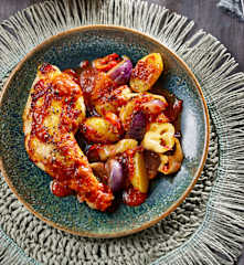 Hähnchenschenkel en escabeche aus dem Ofen