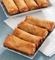 Prawn spring rolls with sweet and sour sauce