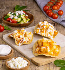 Tinga de pescado y ensalada de calabacitas