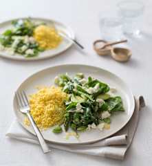 Lupin with broad bean salad