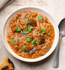 Slow-cooked Aubergine and Split Pea Curry