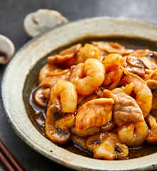 里脊肉鲜虾蘑菇片