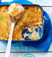 Parmentier de haricots blancs au saumon et à l'aneth