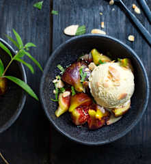 Figues mi-cuites, verveine et glace vanille