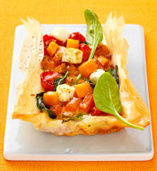 Pumpkin, Feta and Caramelised Onion Tart