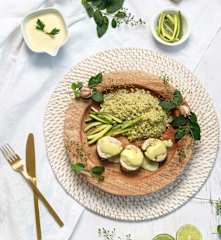 Pollo con mousseline y cous cous