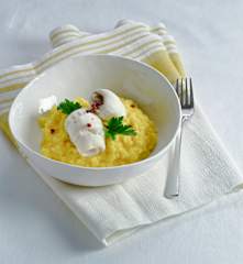 Schollenröllchen auf Safranrisotto