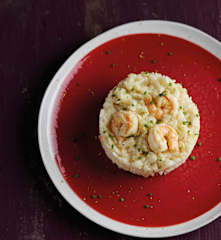 Risoto de camarão e leite de coco