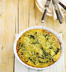 Quiche de batata e espinafres