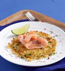 Galettes de pomme de terre au saumon mariné