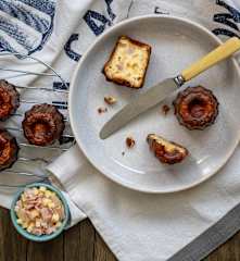 Ham and cheese canelé