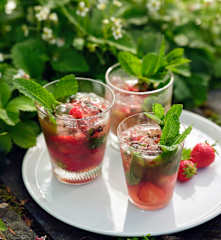 Strawberry Mojito with a Ginger and Mint Syrup