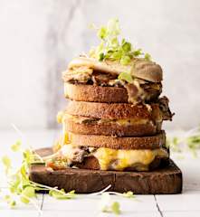 Grilled Cheese with Mushrooms on Cracked Wheat Bread