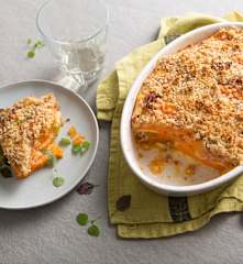 Crumble de batatas con beicon