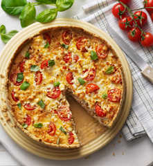 Tomato Basil Chicken Quiche