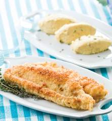Puré de grão com filetes de linguado