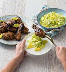 Jerk chicken with pineapple slaw