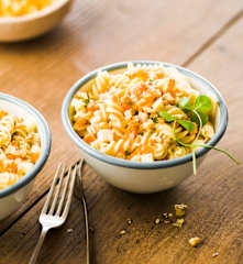 Nudelsalat mit Karotte, Apfel und Nuss