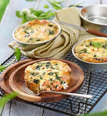 Clafoutis aux épinards, saumon et feta